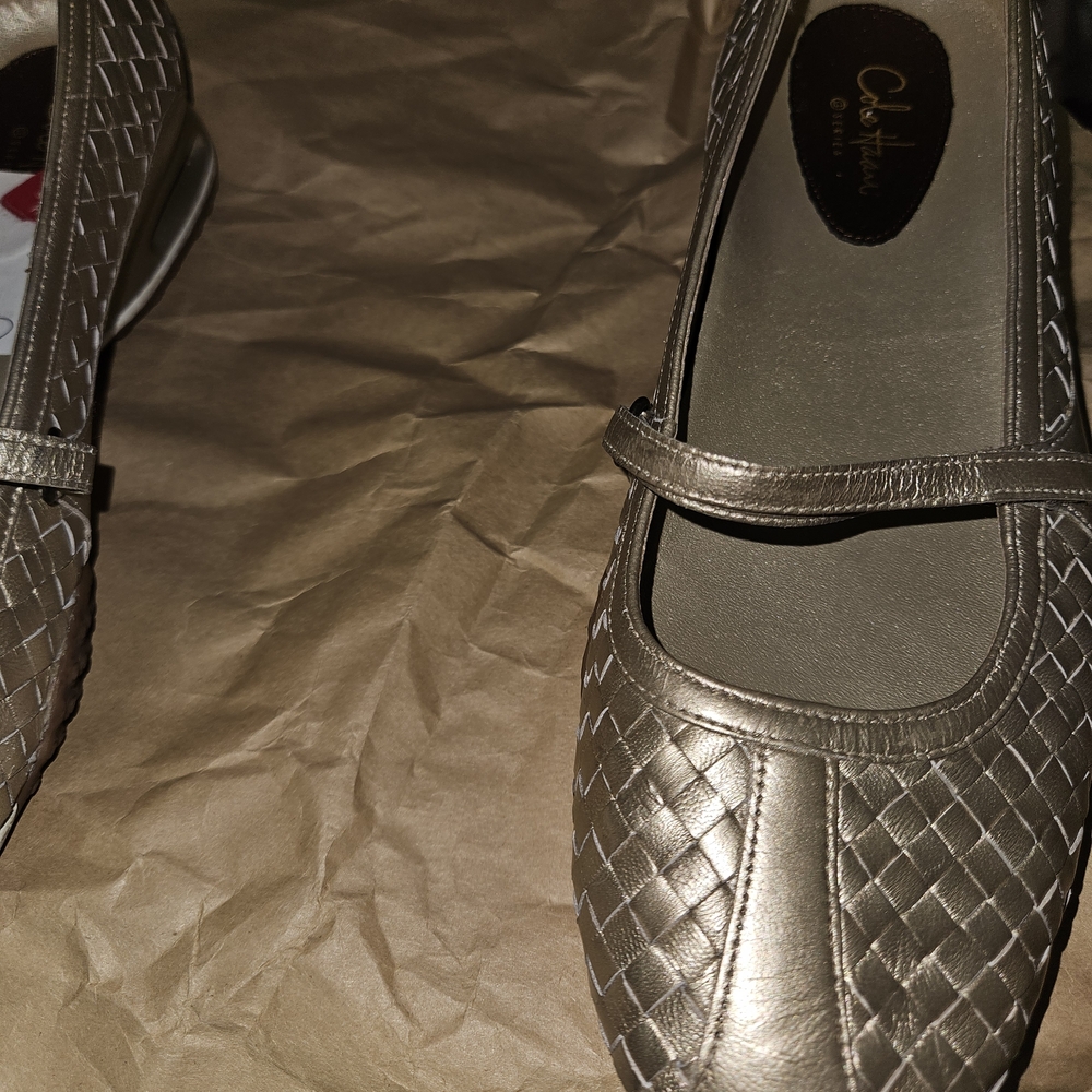Cole Haan Metallic Woven Slip-Ons